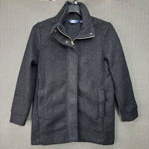 Lands End Womens Size Medium Boucle Fleece Black Coat